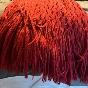 Red Fringe Knit Scarf